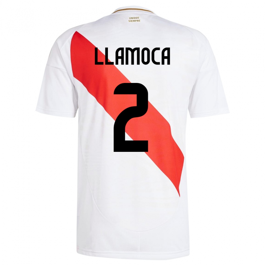 Herren Peru Braelynn Llamoca #2 Weiß Heimtrikot Trikot 24-26 T-Shirt Schweiz