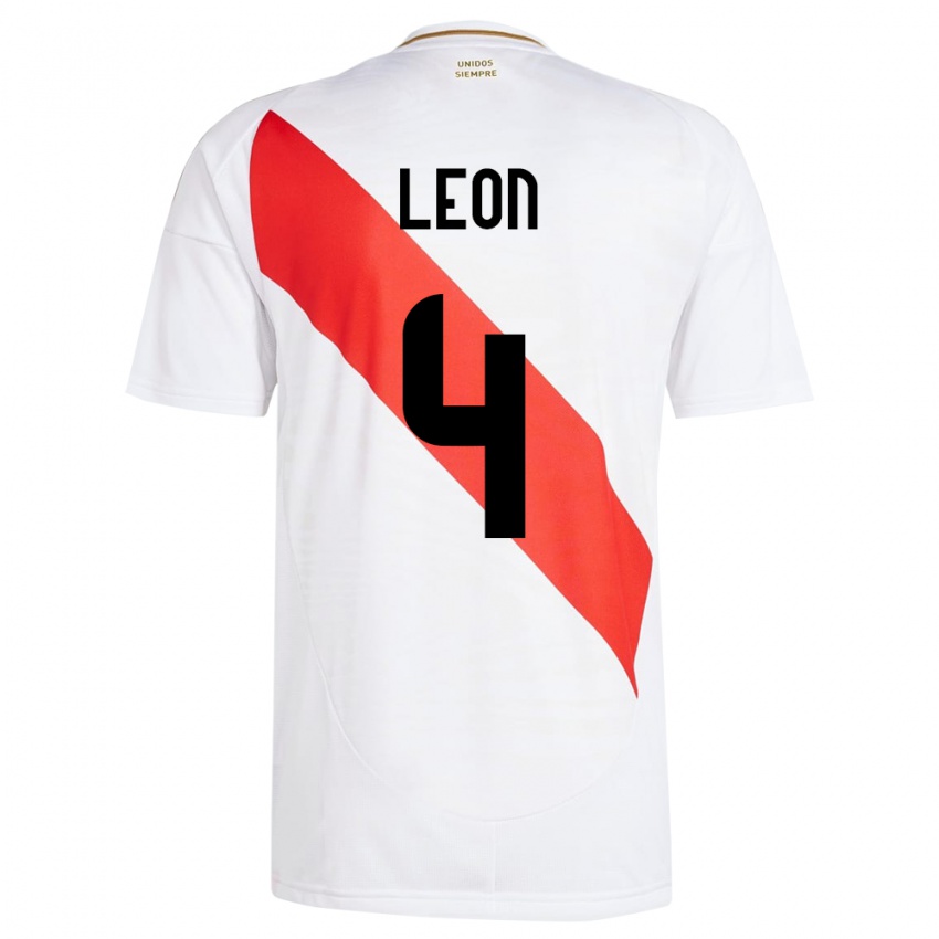 Herren Peru Mía León #4 Weiß Heimtrikot Trikot 24-26 T-Shirt Schweiz