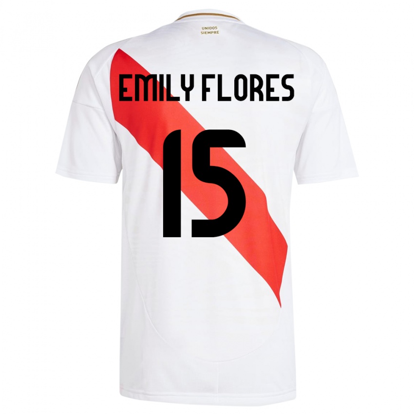 Herren Peru Emily Flores #15 Weiß Heimtrikot Trikot 24-26 T-Shirt Schweiz