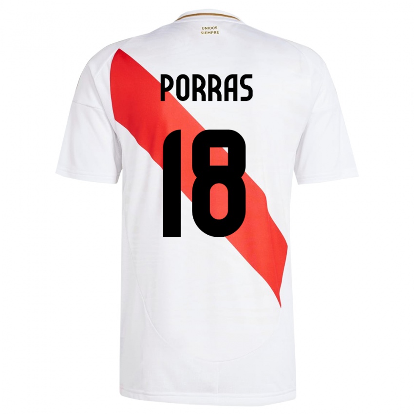 Herren Peru Sashenka Porras #18 Weiß Heimtrikot Trikot 24-26 T-Shirt Schweiz