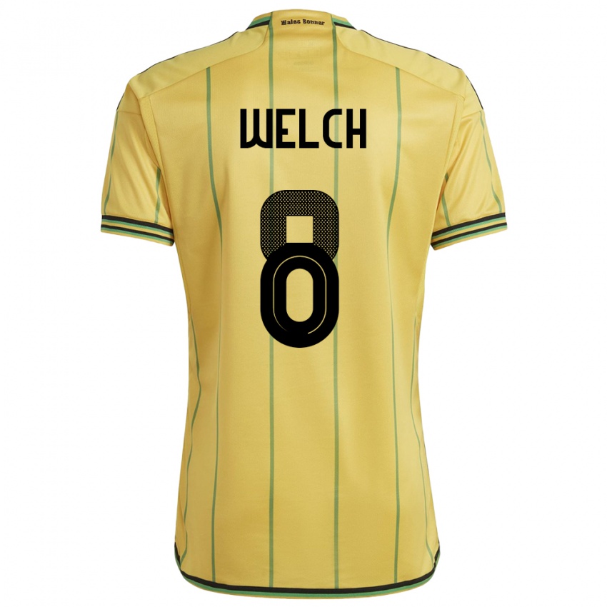 Herren Jamaika Makai Welch #8 Gelb Heimtrikot Trikot 24-26 T-Shirt Schweiz