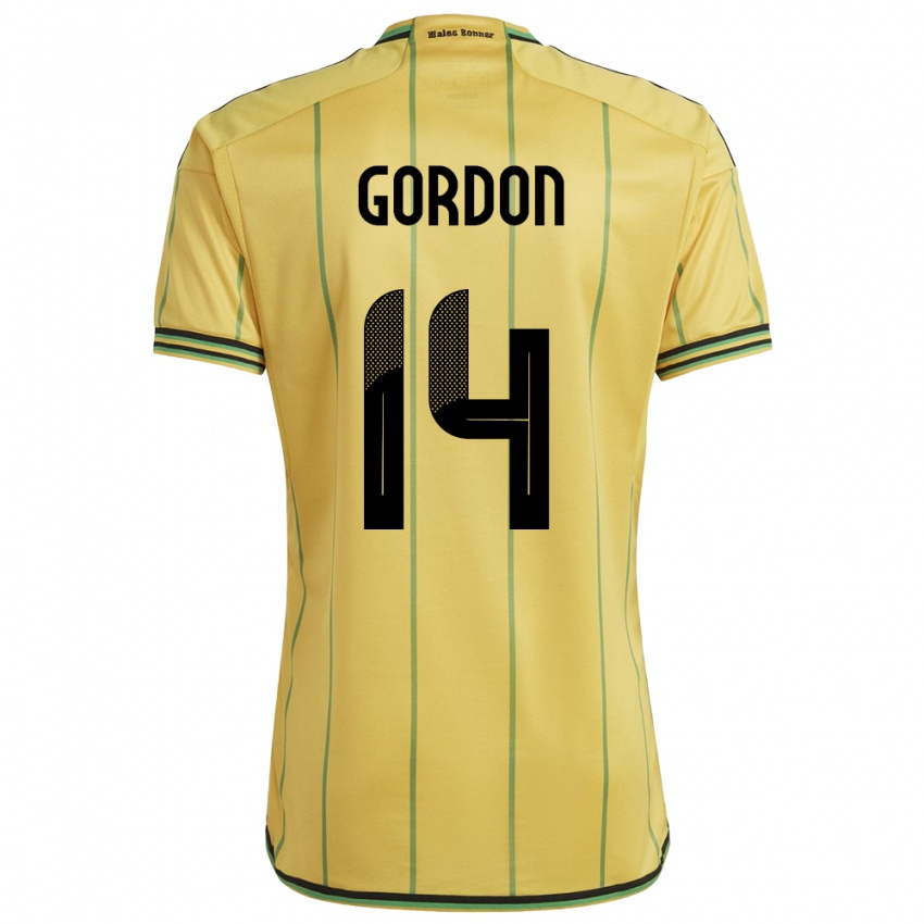 Herren Jamaika Ashton Gordon #14 Gelb Heimtrikot Trikot 24-26 T-Shirt Schweiz