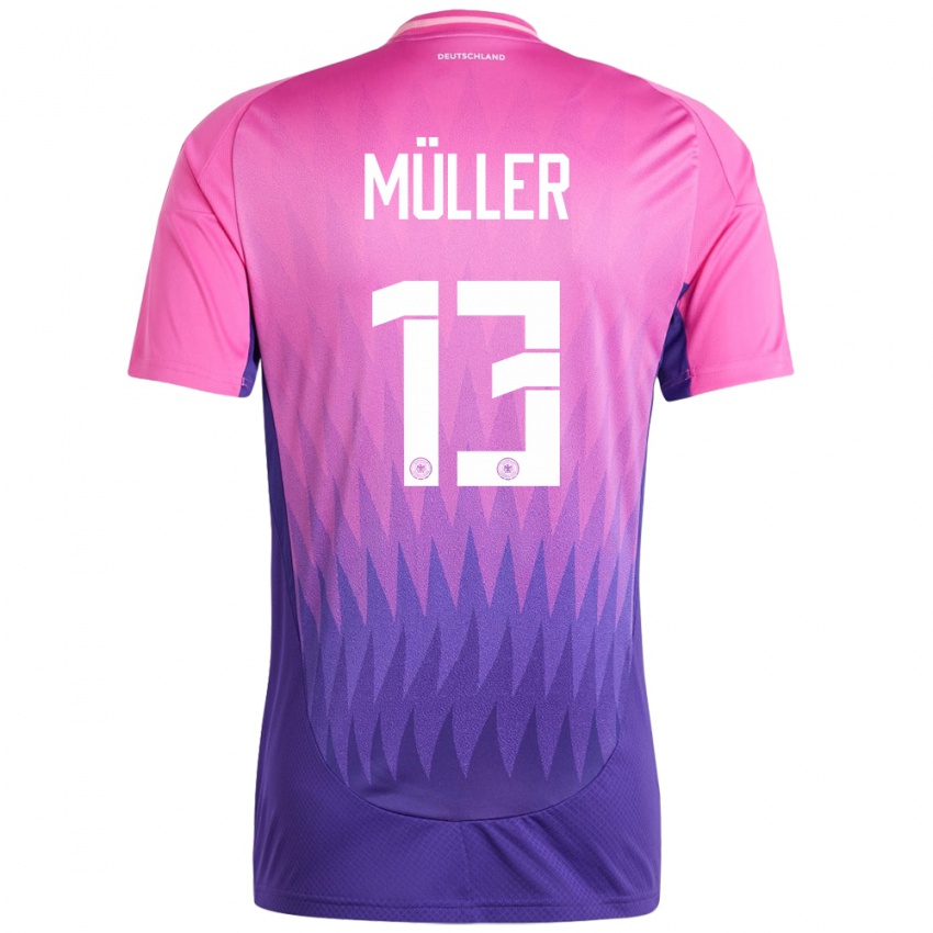 Herren Deutschland Thomas Muller #13 Pink Lila Auswärtstrikot Trikot 24-26 T-Shirt Schweiz
