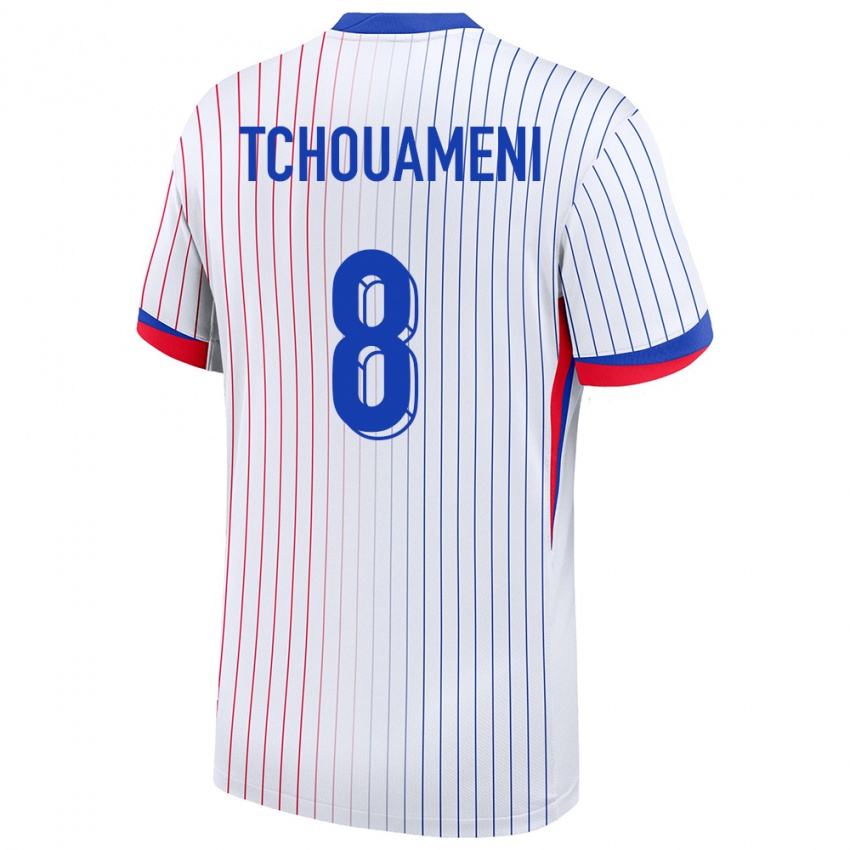 Homme Maillot France Aurelien Tchouameni #8 Blanc Tenues Extérieur 24-26 T-Shirt Suisse