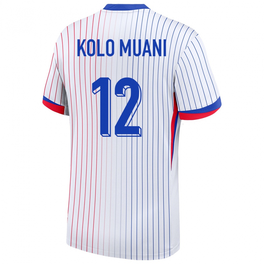 Homme Maillot France Randal Kolo Muani #12 Blanc Tenues Extérieur 24-26 T-Shirt Suisse