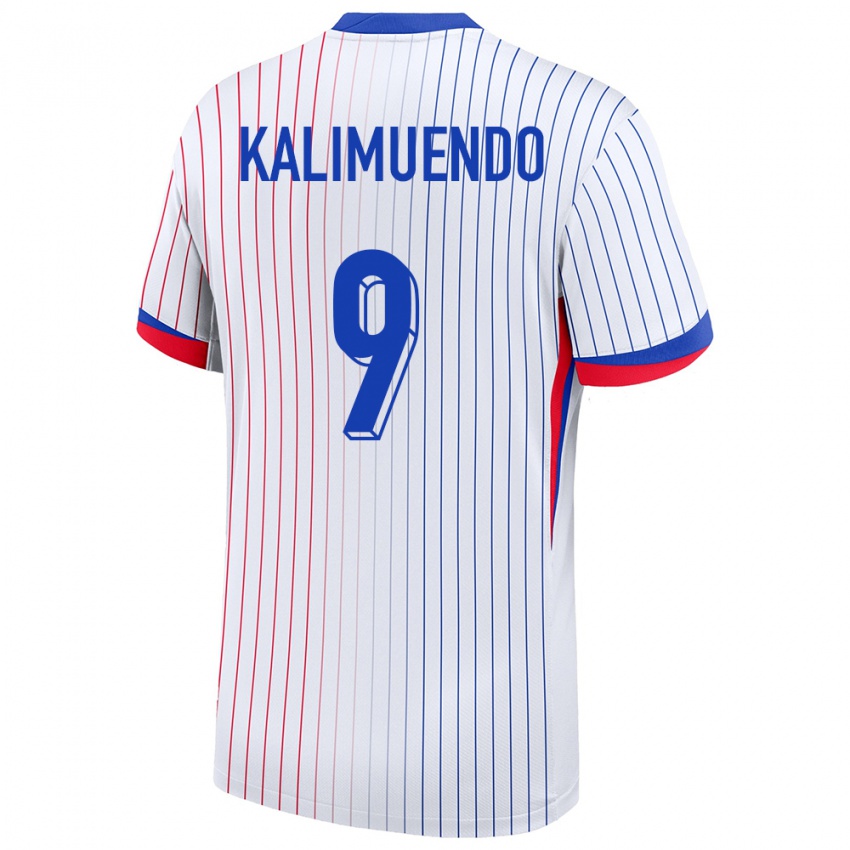 Homme Maillot France Arnaud Kalimuendo #9 Blanc Tenues Extérieur 24-26 T-Shirt Suisse