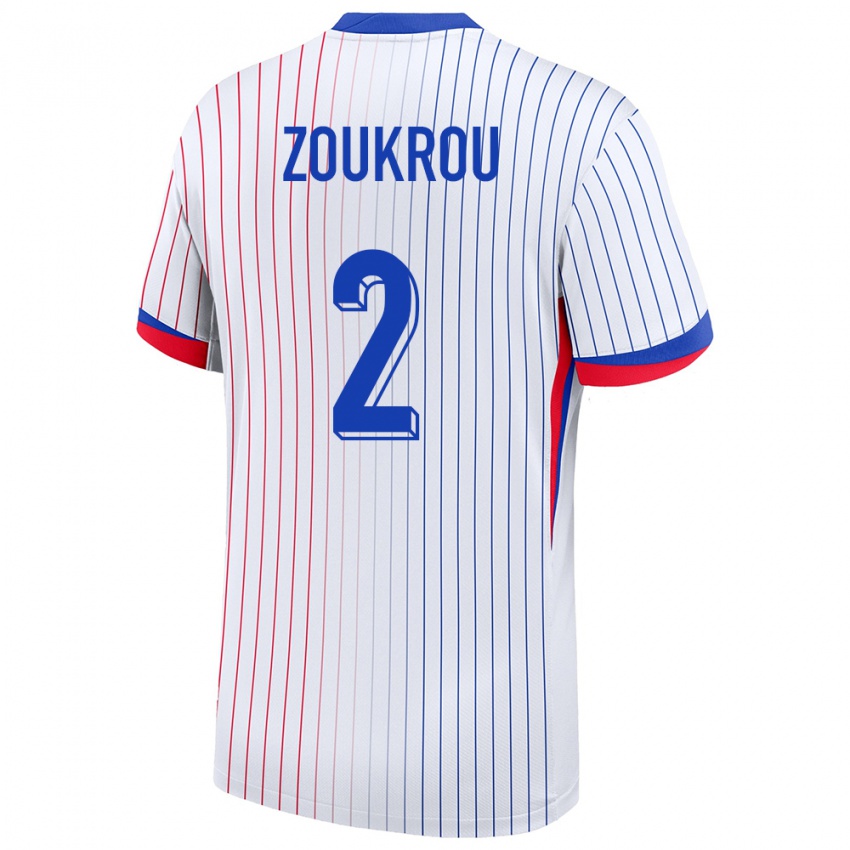 Herren Frankreich Tanguy Zoukrou #2 Weiß Auswärtstrikot Trikot 24-26 T-Shirt Schweiz