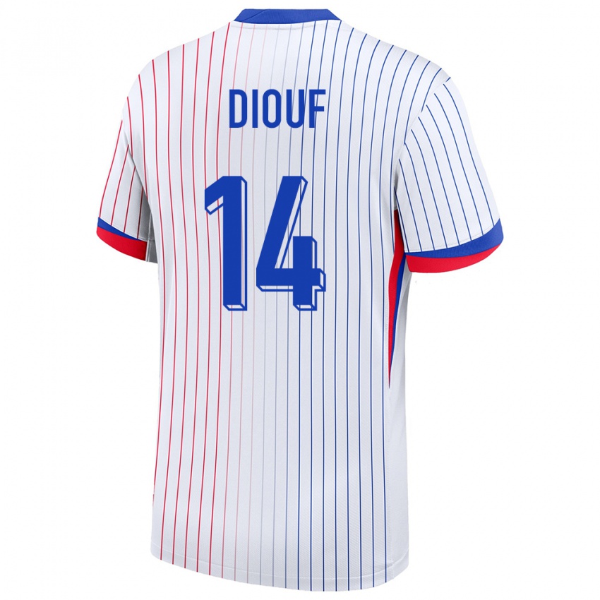Herren Frankreich Andy Diouf #14 Weiß Auswärtstrikot Trikot 24-26 T-Shirt Schweiz