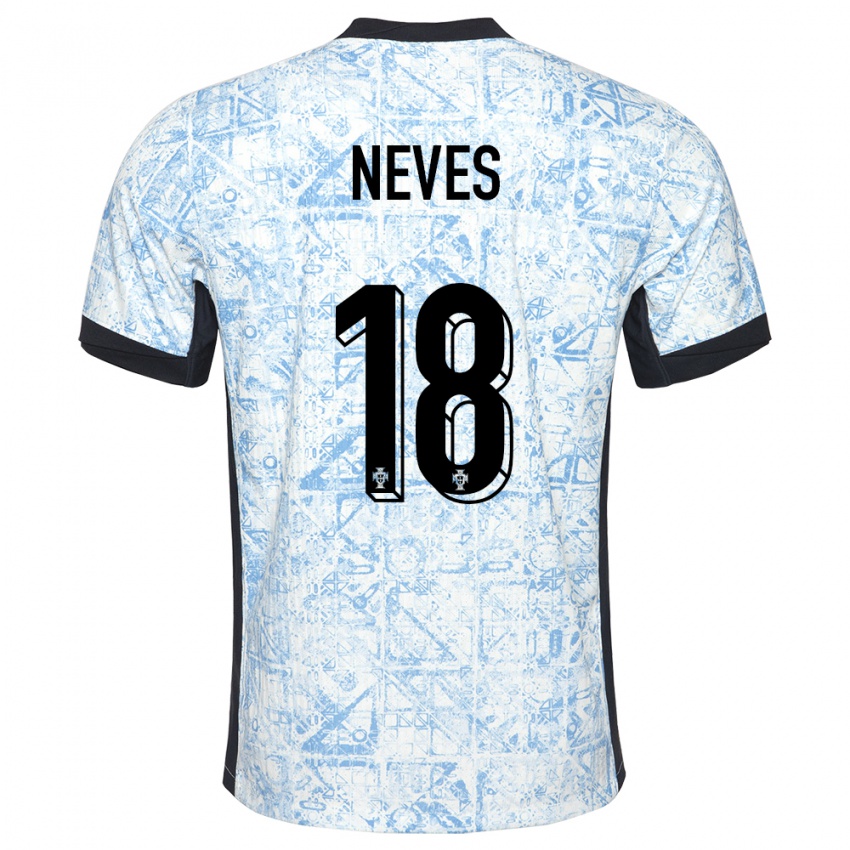 Homme Maillot Portugal Ruben Neves #18 Bleu Crème Tenues Extérieur 24-26 T-Shirt Suisse