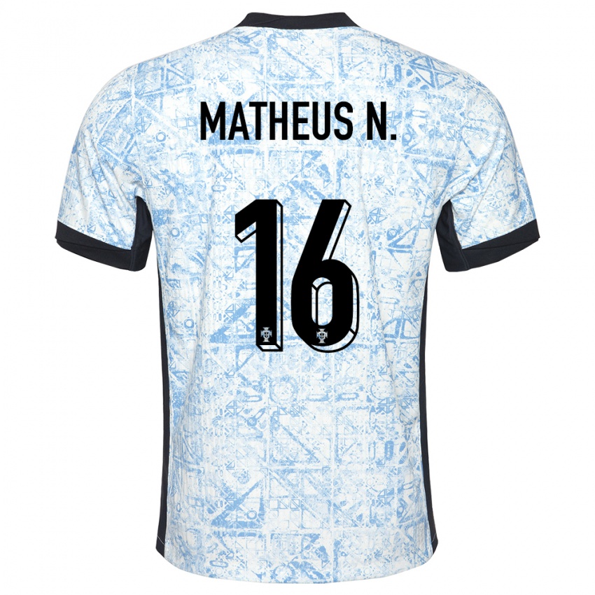 Homme Maillot Portugal Matheus Nunes #16 Bleu Crème Tenues Extérieur 24-26 T-Shirt Suisse