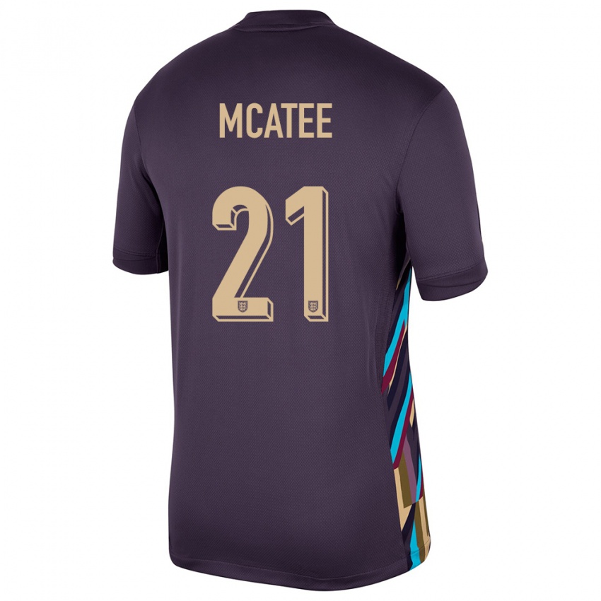 Herren England James Mcatee #21 Dunkle Rosine Auswärtstrikot Trikot 24-26 T-Shirt Schweiz
