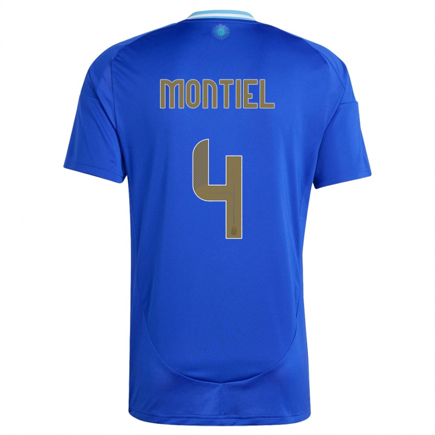 Herren Argentinien Gonzalo Montiel #4 Blau Auswärtstrikot Trikot 24-26 T-Shirt Schweiz