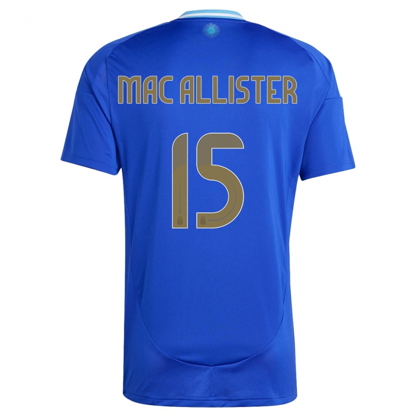 Homme Maillot Argentine Alexis Mac Allister #15 Bleu Tenues Extérieur 24-26 T-Shirt Suisse