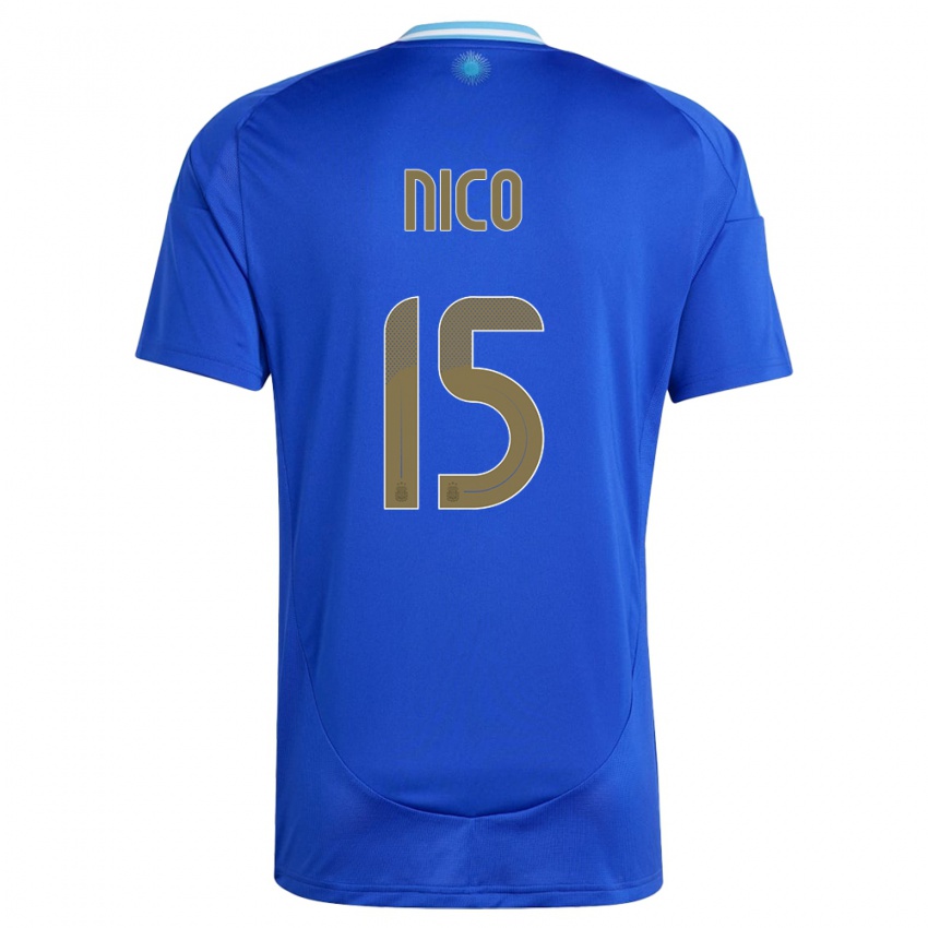 Homme Maillot Argentine Nico #15 Bleu Tenues Extérieur 24-26 T-Shirt Suisse