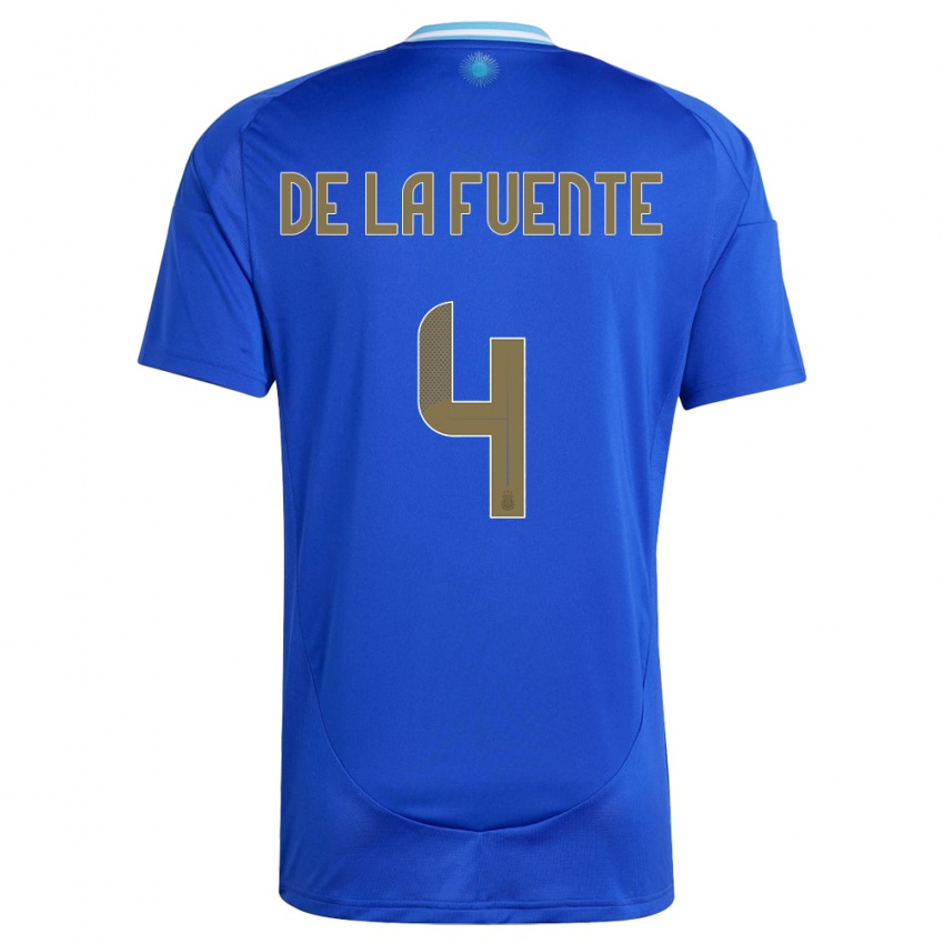 Homme Maillot Argentine Hernan De La Fuente #4 Bleu Tenues Extérieur 24-26 T-Shirt Suisse