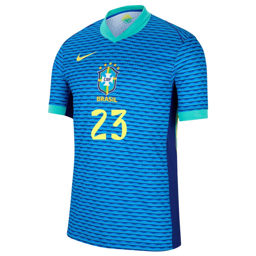 Homme Maillot Brésil Matheus Nascimento #23 Bleu Tenues Extérieur 24-26 T-Shirt Suisse