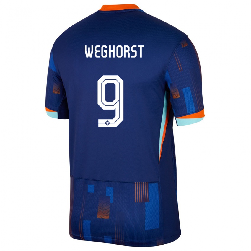 Herren Niederlande Wout Weghorst #9 Blau Auswärtstrikot Trikot 24-26 T-Shirt Schweiz