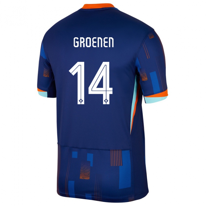 Herren Niederlande Jackie Groenen #14 Blau Auswärtstrikot Trikot 24-26 T-Shirt Schweiz