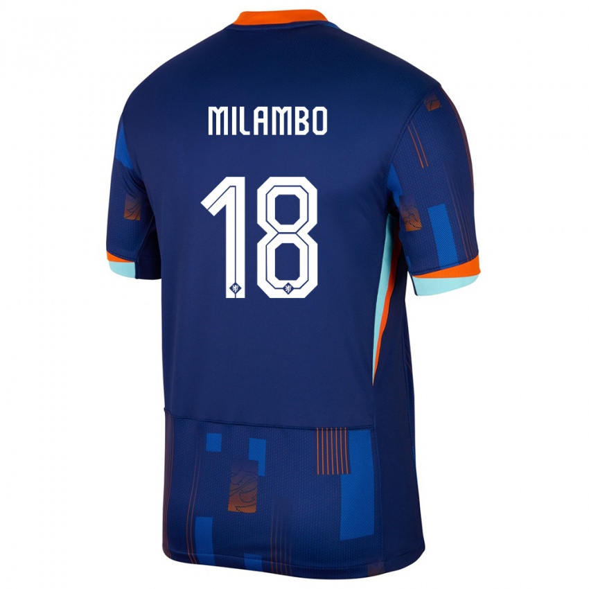 Herren Niederlande Antoni Milambo #18 Blau Auswärtstrikot Trikot 24-26 T-Shirt Schweiz