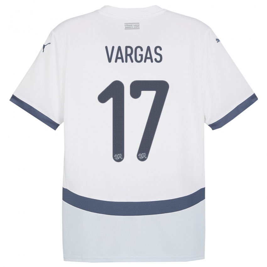 Herren Schweiz Ruben Vargas #17 Weiß Auswärtstrikot Trikot 24-26 T-Shirt Schweiz