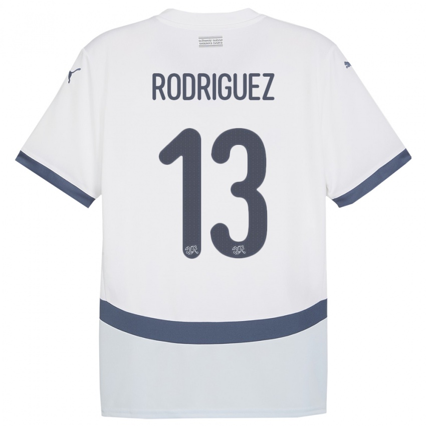 Homme Maillot Suisse Ricardo Rodriguez #13 Blanc Tenues Extérieur 24-26 T-Shirt Suisse