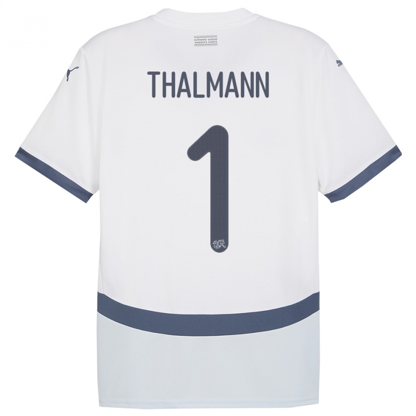 Homme Maillot Suisse Gaelle Thalmann #1 Blanc Tenues Extérieur 24-26 T-Shirt Suisse