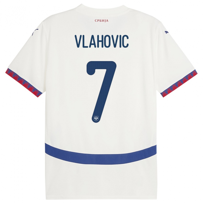 Herren Serbien Dusan Vlahovic #7 Weiß Auswärtstrikot Trikot 24-26 T-Shirt Schweiz