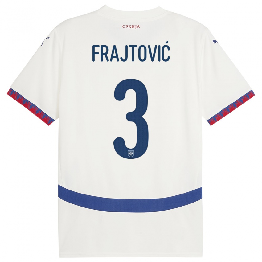 Herren Serbien Andela Frajtovic #3 Weiß Auswärtstrikot Trikot 24-26 T-Shirt Schweiz