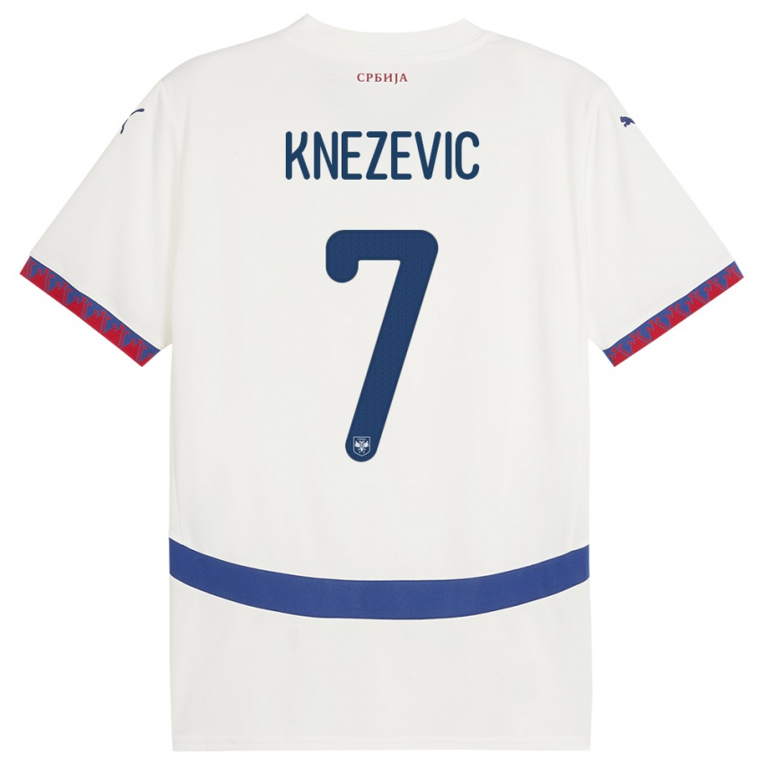 Herren Serbien Nikola Knezevic #7 Weiß Auswärtstrikot Trikot 24-26 T-Shirt Schweiz