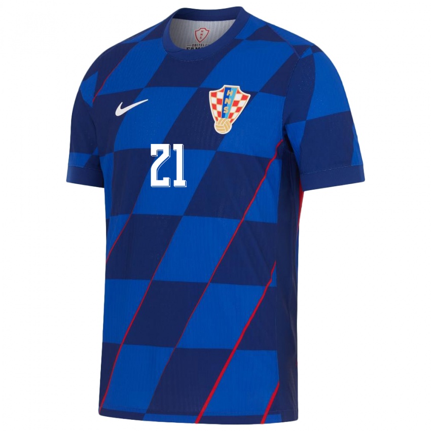 Herren Kroatien Domagoj Bukvic #21 Blau Auswärtstrikot Trikot 24-26 T-Shirt Schweiz