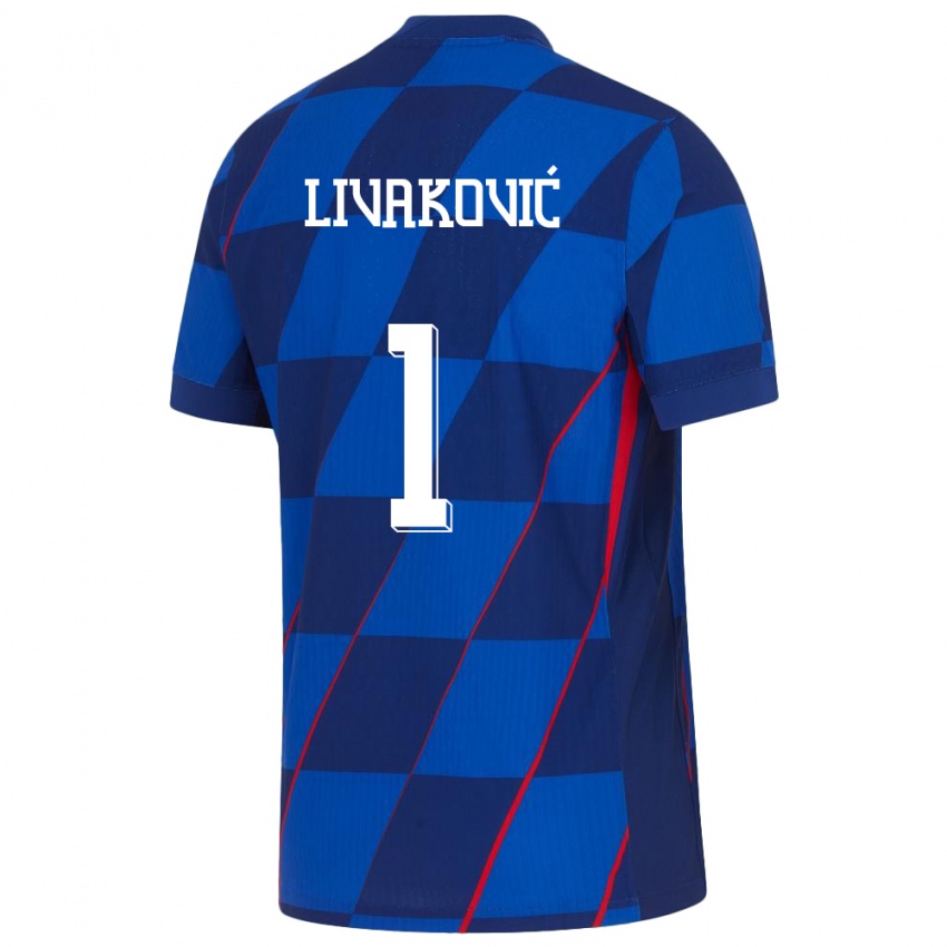 Herren Kroatien Dominik Livakovic #1 Blau Auswärtstrikot Trikot 24-26 T-Shirt Schweiz