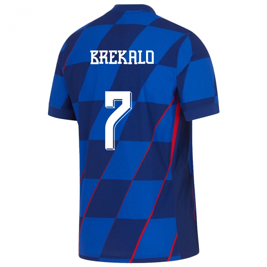 Homme Maillot Croatie Josip Brekalo #7 Bleu Tenues Extérieur 24-26 T-Shirt Suisse