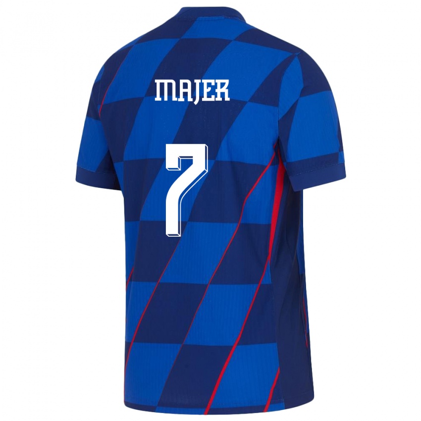 Homme Maillot Croatie Lovro Majer #7 Bleu Tenues Extérieur 24-26 T-Shirt Suisse
