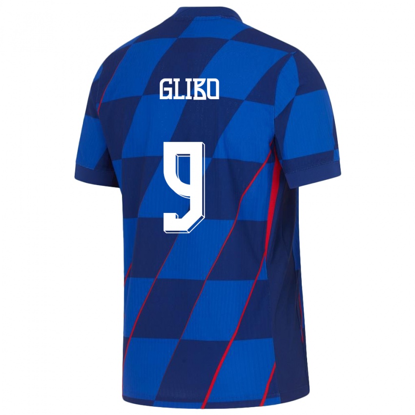 Herren Kroatien Andrea Glibo #9 Blau Auswärtstrikot Trikot 24-26 T-Shirt Schweiz