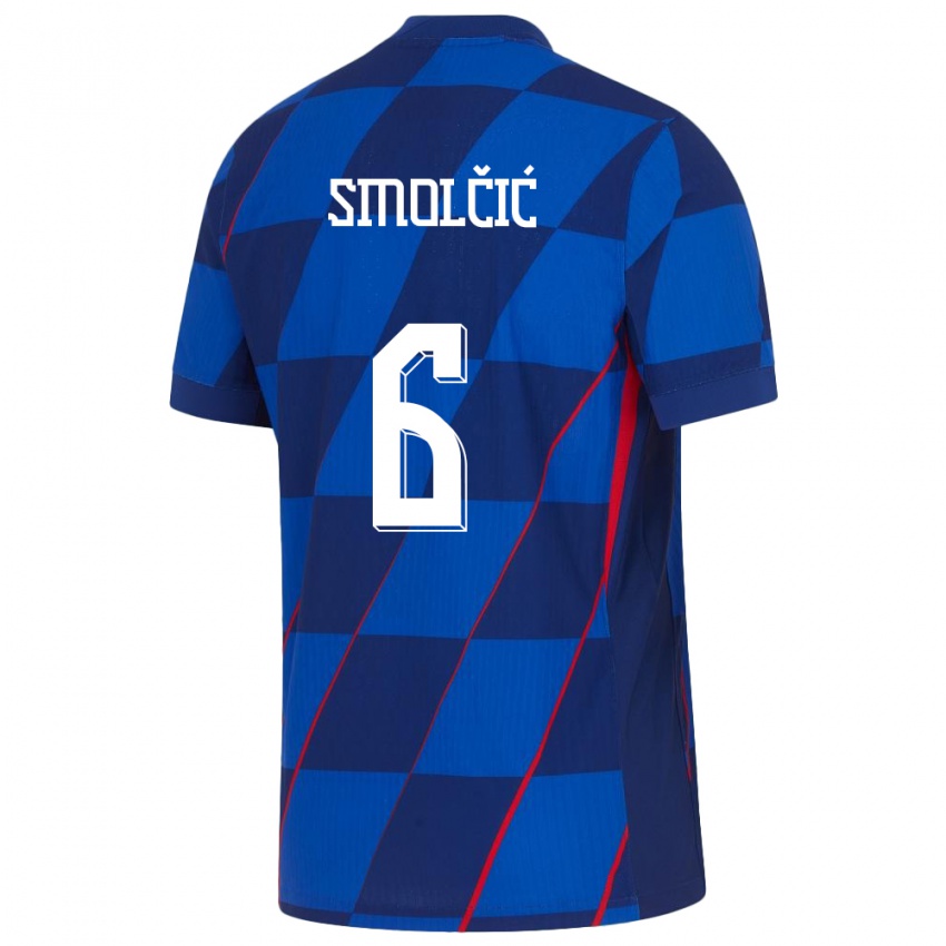 Homme Maillot Croatie Hrvoje Smolcic #6 Bleu Tenues Extérieur 24-26 T-Shirt Suisse