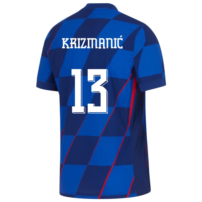 Homme Maillot Croatie Kresimir Krizmanic #13 Bleu Tenues Extérieur 24-26 T-Shirt Suisse