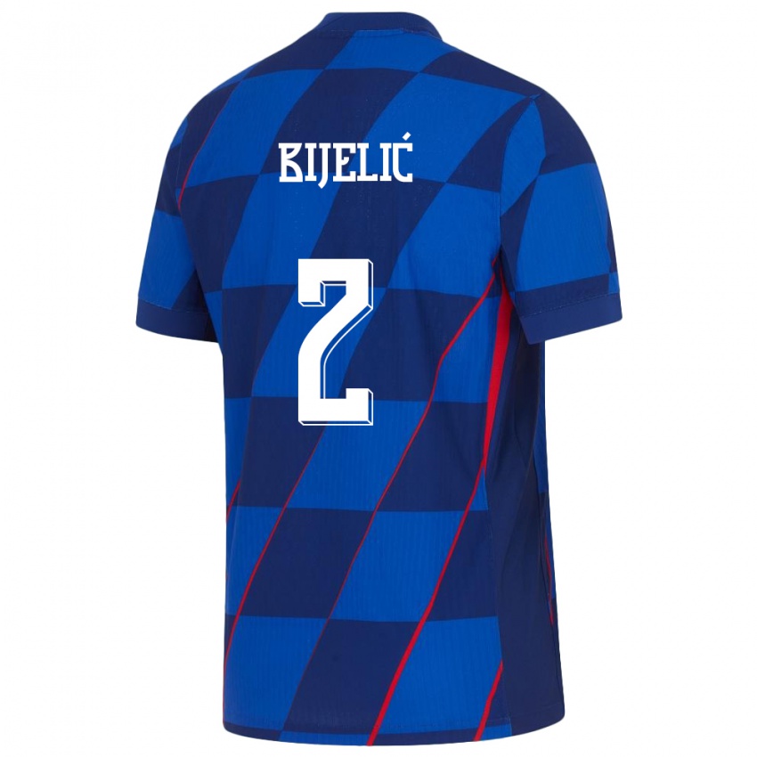 Homme Maillot Croatie Dario Bijelic #2 Bleu Tenues Extérieur 24-26 T-Shirt Suisse