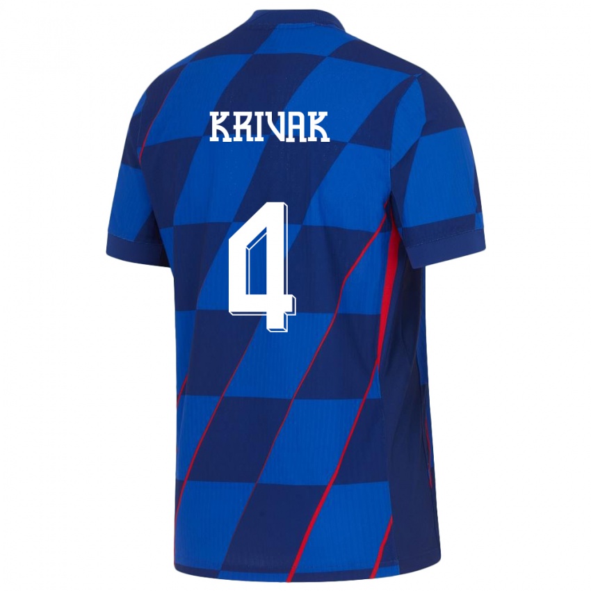 Homme Maillot Croatie Fabijan Krivak #4 Bleu Tenues Extérieur 24-26 T-Shirt Suisse