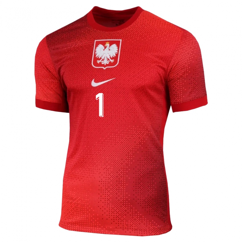 Homme Maillot Pologne Wojciech Szczesny #1 Rouge Tenues Extérieur 24-26 T-Shirt Suisse