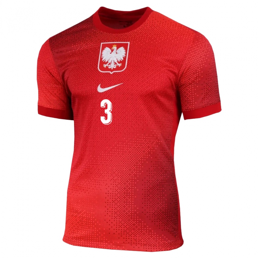 Homme Maillot Pologne Jakub Krzyzanowski #3 Rouge Tenues Extérieur 24-26 T-Shirt Suisse