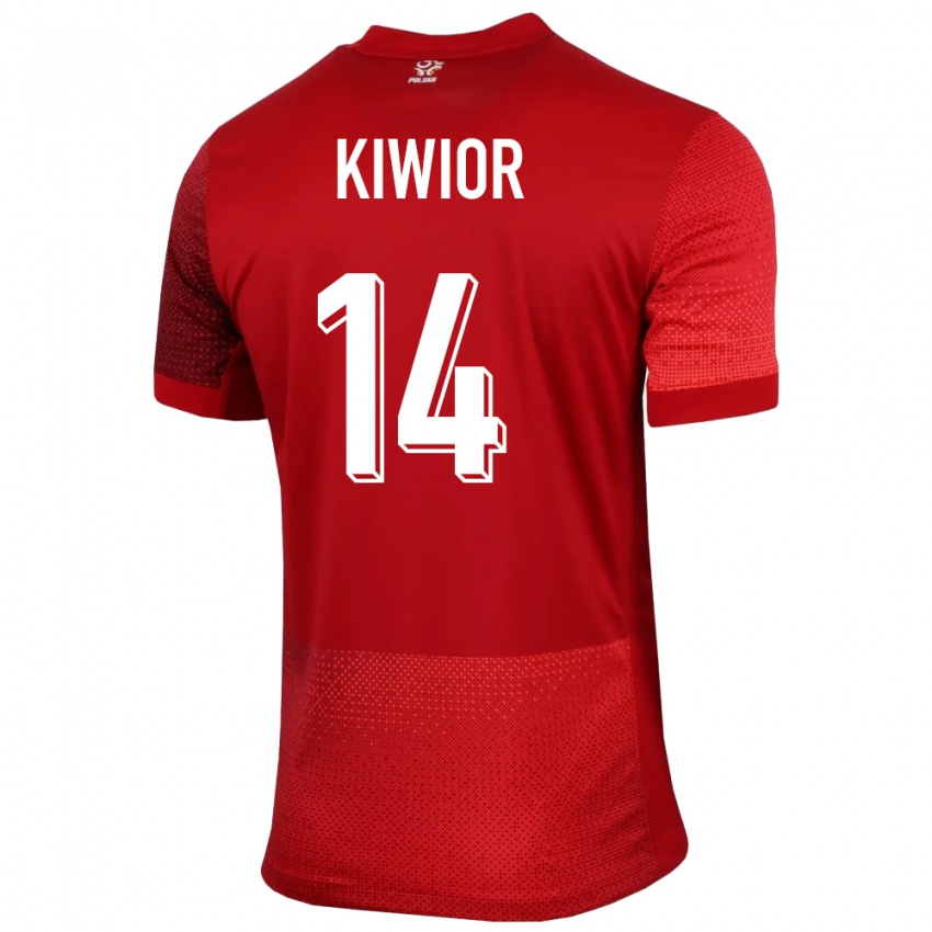 Homme Maillot Pologne Jakub Kiwior #14 Rouge Tenues Extérieur 24-26 T-Shirt Suisse