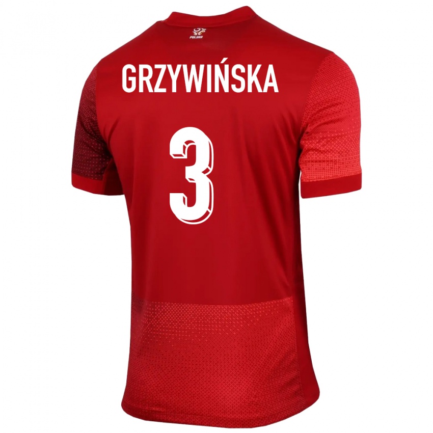 Homme Maillot Pologne Gabriela Grzywinska #3 Rouge Tenues Extérieur 24-26 T-Shirt Suisse