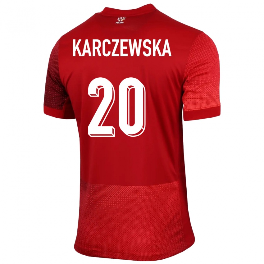 Homme Maillot Pologne Nikola Karczewska #20 Rouge Tenues Extérieur 24-26 T-Shirt Suisse