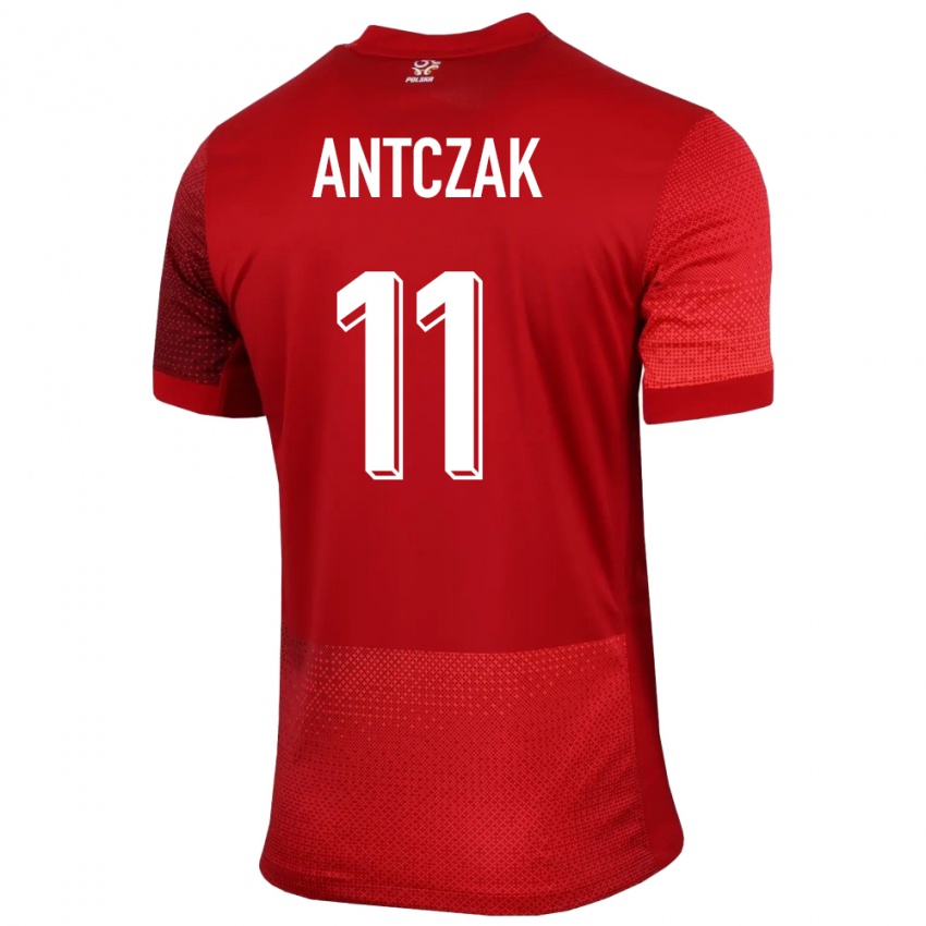 Homme Maillot Pologne Jakub Antczak #11 Rouge Tenues Extérieur 24-26 T-Shirt Suisse