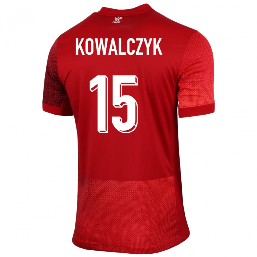 Homme Maillot Pologne Mateusz Kowalczyk #15 Rouge Tenues Extérieur 24-26 T-Shirt Suisse