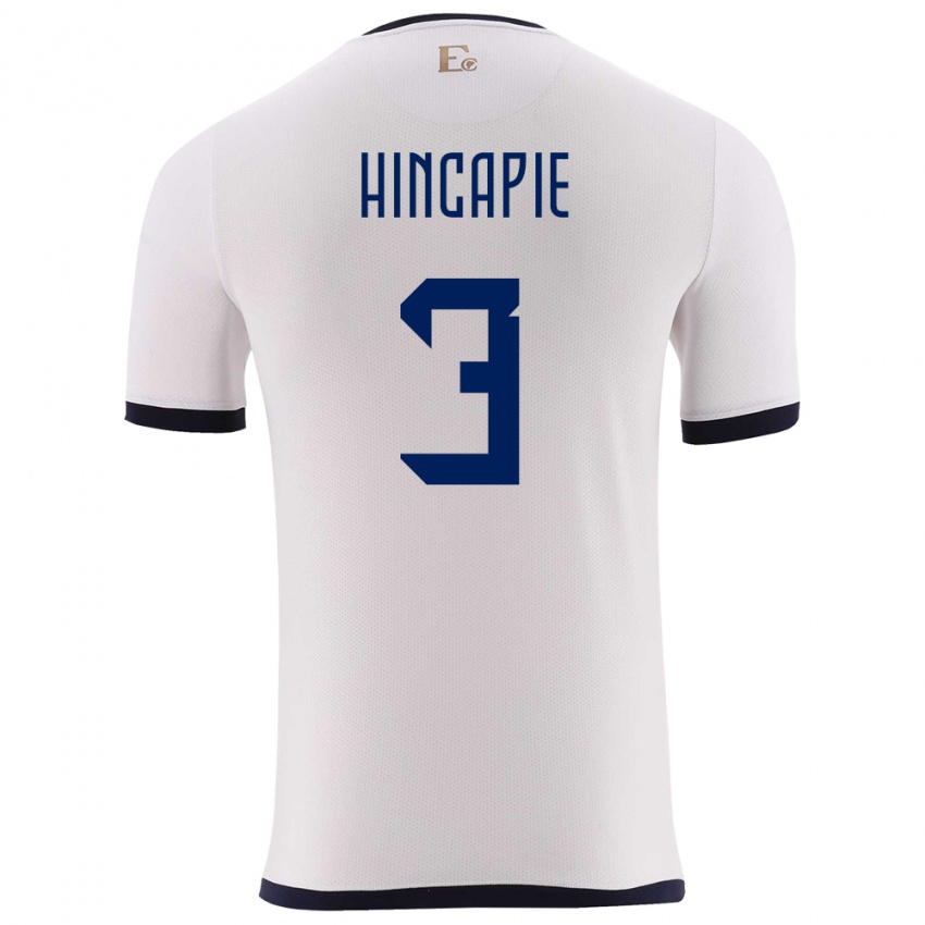 Herren Ecuador Piero Hincapie #3 Weiß Auswärtstrikot Trikot 24-26 T-Shirt Schweiz