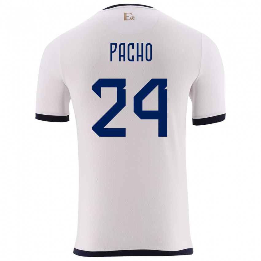 Herren Ecuador William Pacho #24 Weiß Auswärtstrikot Trikot 24-26 T-Shirt Schweiz