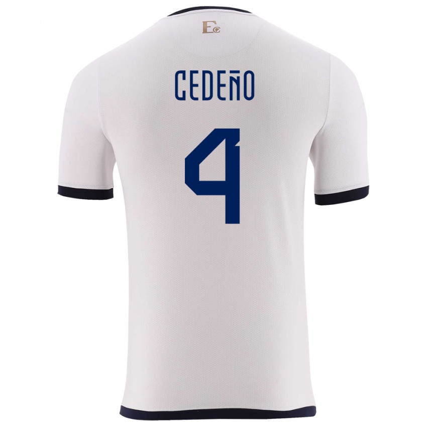 Herren Ecuador Stefany Cedeno #4 Weiß Auswärtstrikot Trikot 24-26 T-Shirt Schweiz