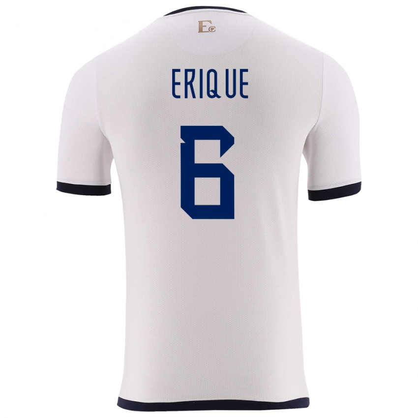 Herren Ecuador Yeltzin Erique #6 Weiß Auswärtstrikot Trikot 24-26 T-Shirt Schweiz