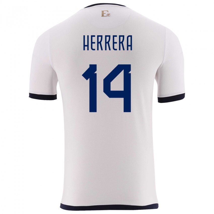 Herren Ecuador Orlando Herrera #14 Weiß Auswärtstrikot Trikot 24-26 T-Shirt Schweiz